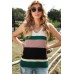 Green Color Block Knitted Sweater Vest