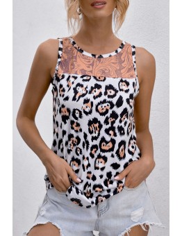 Leopard and Vintage Floral Mixed Print Tank