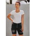 Black Button Front Distressed Shorts