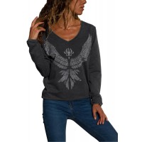 Charcoal Eagle Spread Wing Print Pullover