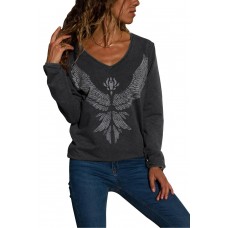 Charcoal Eagle Spread Wing Print Pullover